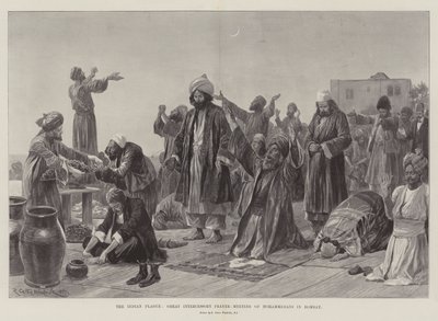 The Indian Plague, Great Intercessory Prayer-Meeting of Mohammedans in Bombay by Richard Caton Woodville junior